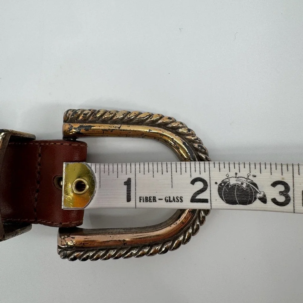 Vtg 90s Brighton Belt Womens S Brown Leather Gold Silver Buckle 1993 Western